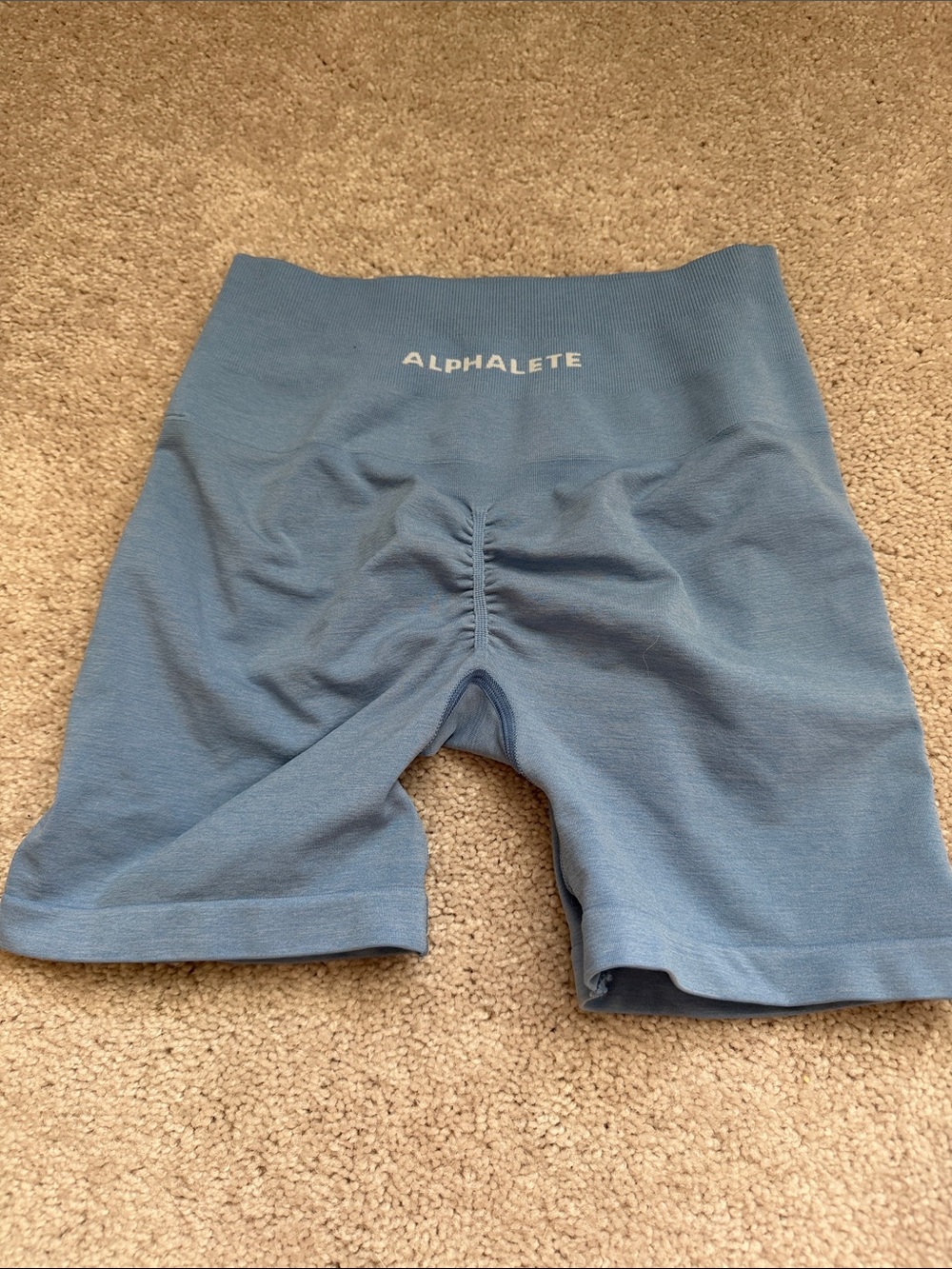 Alphalete High-Waist Scrunch Bike Shorts — Dusty Blue